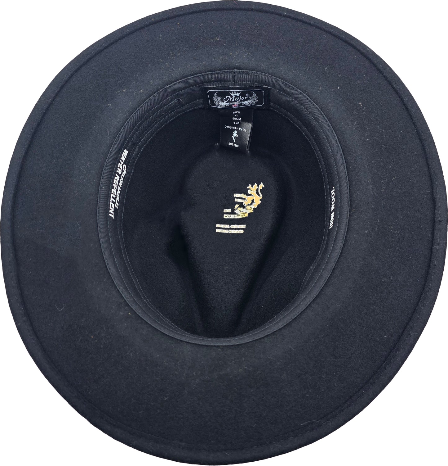 Black Wool Felt Classic Fedora Hat 1701