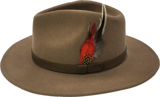 Camel Brown Wool Felt Classic Fedora Hat 1701