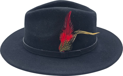 Black Wool Felt Classic Fedora Hat 1701
