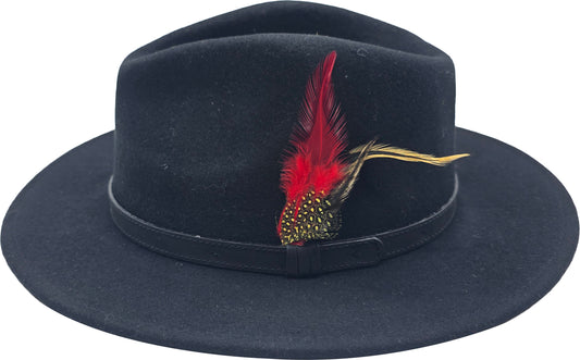 Black Wool Felt Classic Fedora Hat 1701