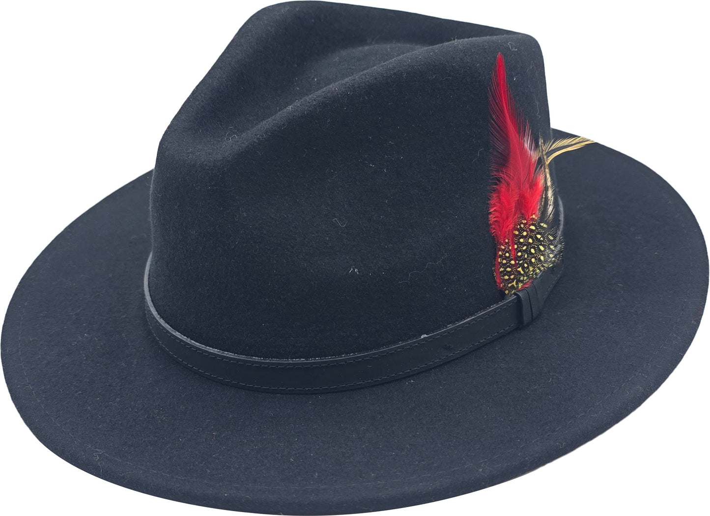 Black Wool Felt Classic Fedora Hat 1701