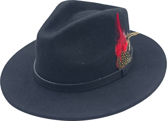 Black Wool Felt Classic Fedora Hat 1701
