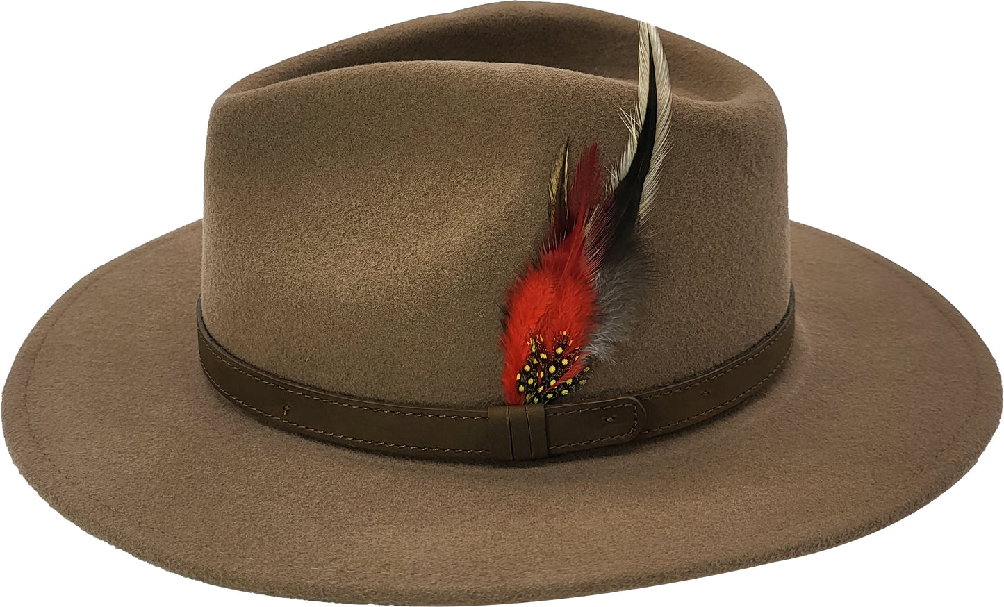 Camel Brown Wool Felt Classic Fedora Hat 1701