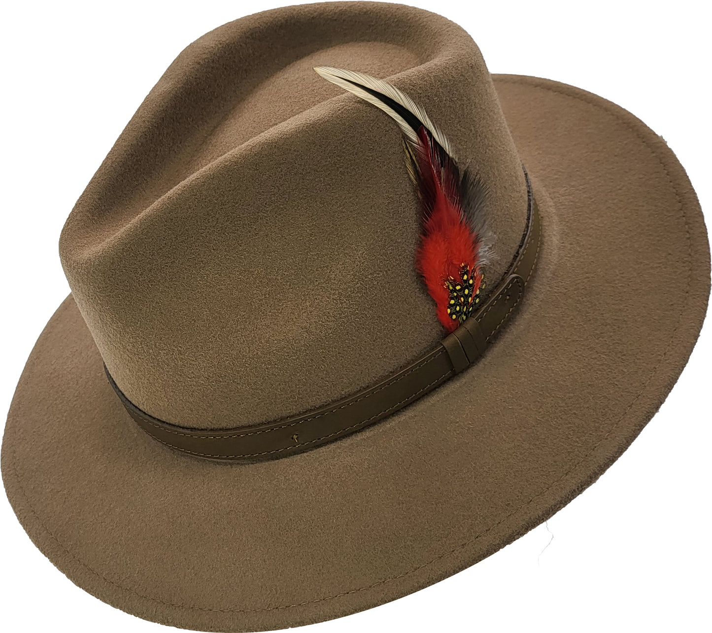 Camel Brown Wool Felt Classic Fedora Hat 1701