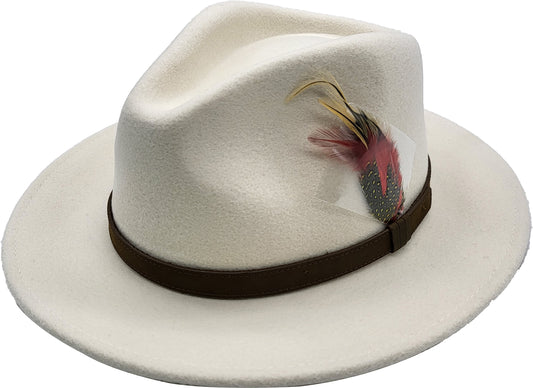 Cream Wool Felt Classic Fedora Hat 1701