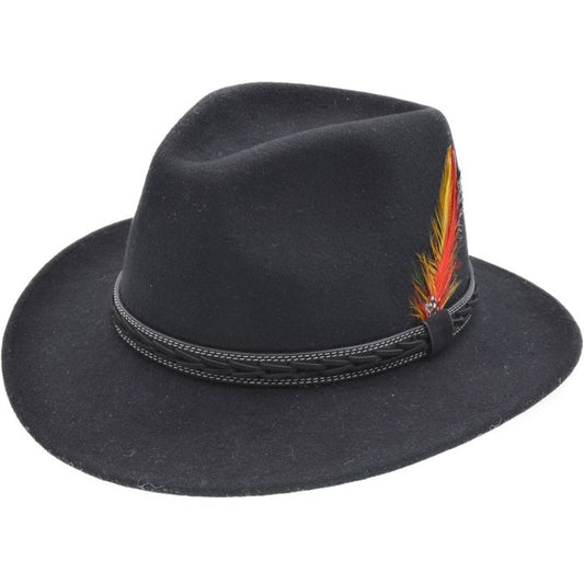 Black Wool Felt Fedora Hat