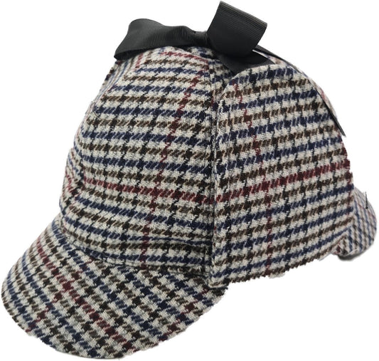 Sherlock Holmes-inspired Deerstalker Houndstooth Hat