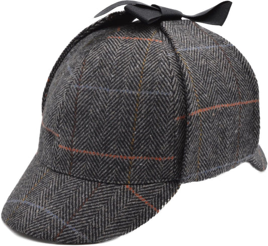 Sherlock Holmes-inspired Deerstalker Houndstooth Hat