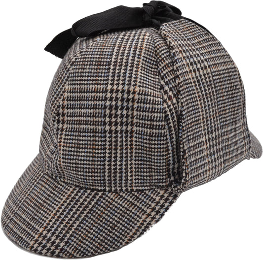 Sherlock Holmes Deerstalker Tweed Check Hat