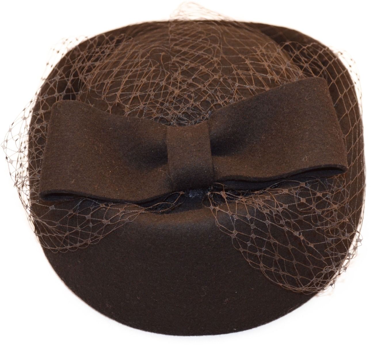 Womens Wool Felt Veiled Pillbox Hat