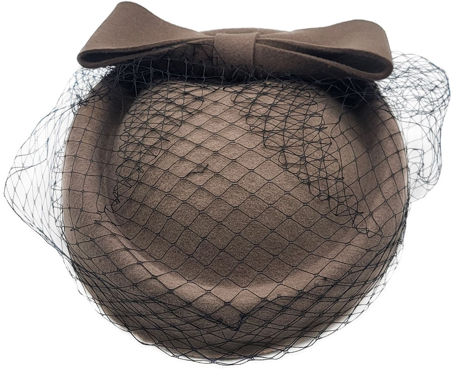 Womens Wool Felt Veiled Pillbox Hat