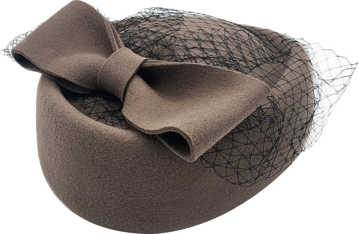 Womens Wool Felt Veiled Pillbox Hat