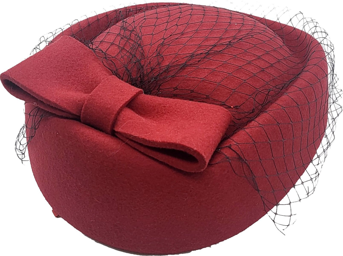 Womens Wool Felt Veiled Pillbox Hat
