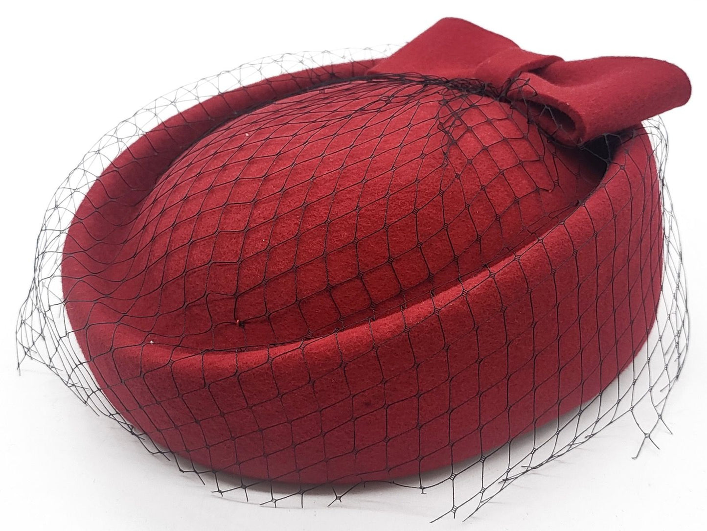 Womens Wool Felt Veiled Pillbox Hat