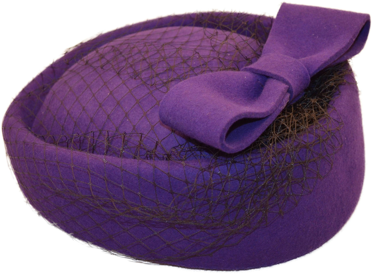 Womens Wool Felt Veiled Pillbox Hat