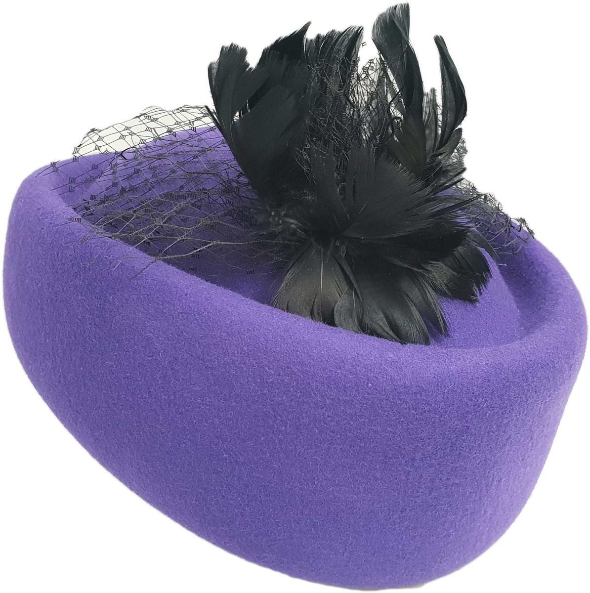 Womens Wool Felt Veiled Pillbox Hat