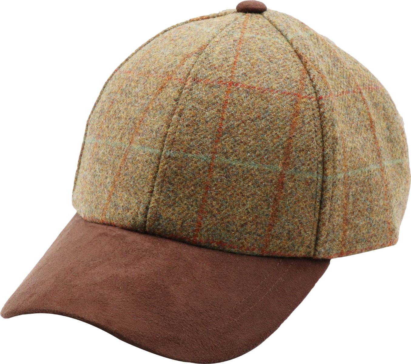 Wool Tweed Baseball Cap with Suede Peak